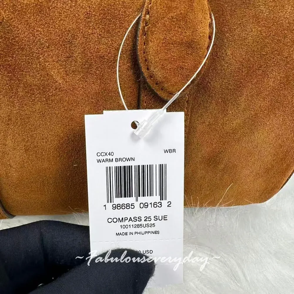 Coach Compass Bag 25 Crossbody/Shoulder In Suede/Gold/Warm Brown CCX40 NWT